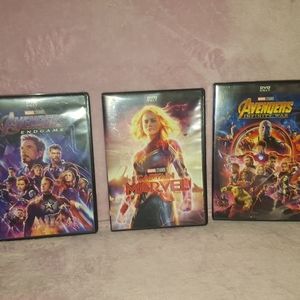 End Game,Infinity War,Capitan Marvel  DVDs No flaws,no scratches